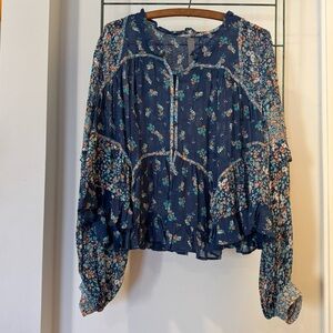 NWT Gorgeous Anthropologie Plus Size Sheer Floral Flowy Blouse
